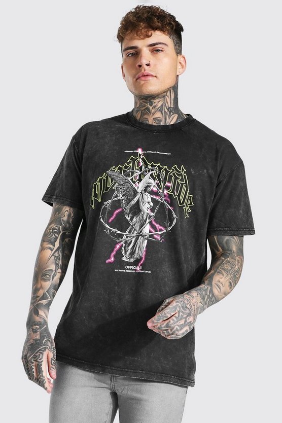 Oversized Worldwide Acid Wash Graphic T-shirt 1 Oversized Worldwide Acid Wash Graphic T-shirt