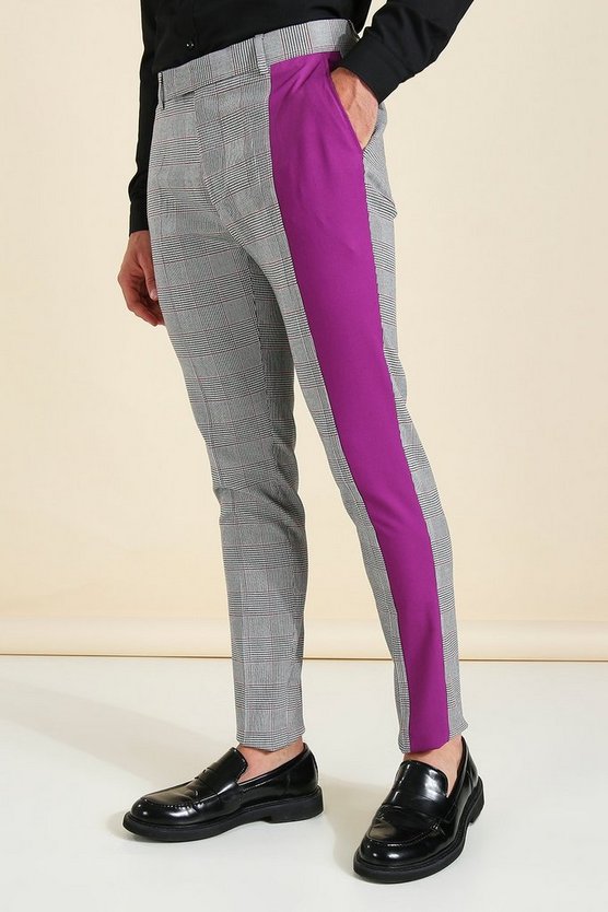 Skinny Check Spliced Suit Trousers 1 Skinny Check Spliced Suit Trousers
