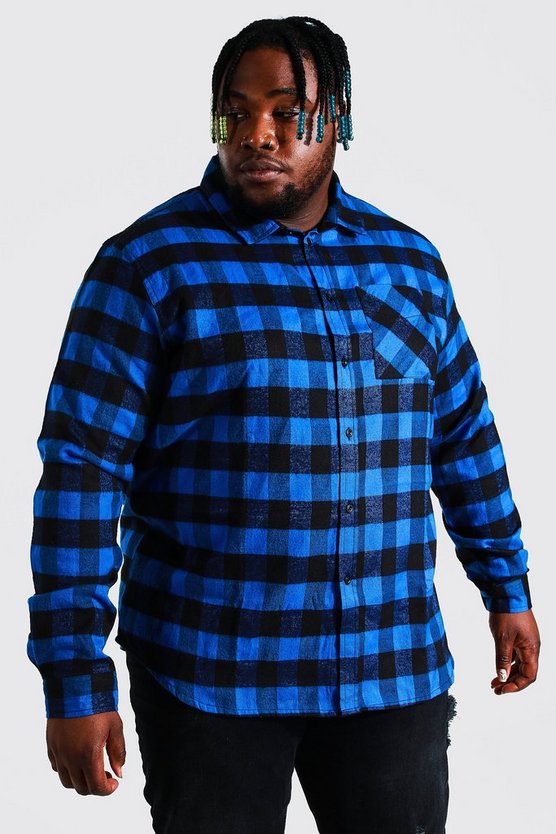 Plus Long Sleeve Flannel Buffalo Check Shirt