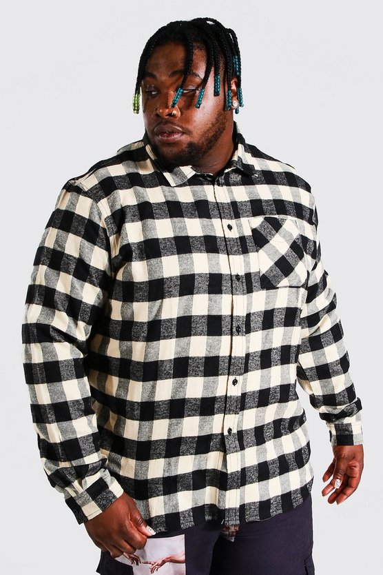 Plus Long Sleeve Flannel Buffalo Check Shirt