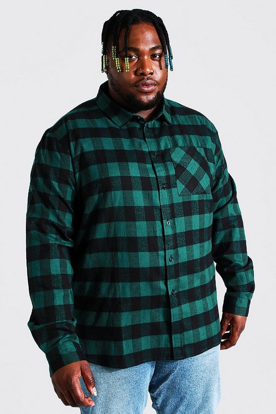 Plus Long Sleeve Flannel Buffalo Check Shirt