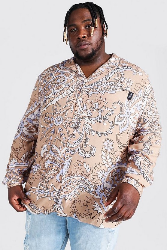 Plus Viscose Paisley Print Shirt