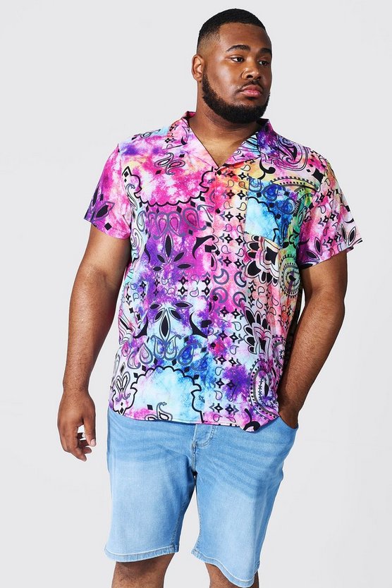 Plus Paisley Tie Dye Printed Shirt