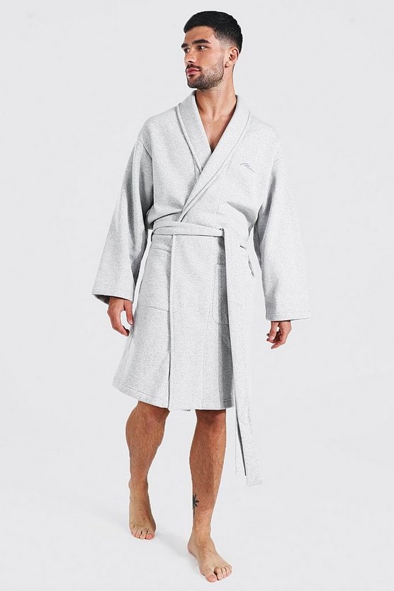 Man Signature heavy jersey Dressing Gown