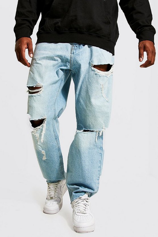 Plus Slim Fit Distressed Hem Ripped Jean