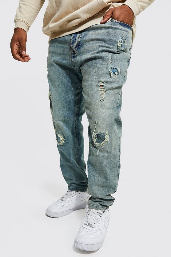 Plus Skinny Rip & Repair Self Fabric Jean