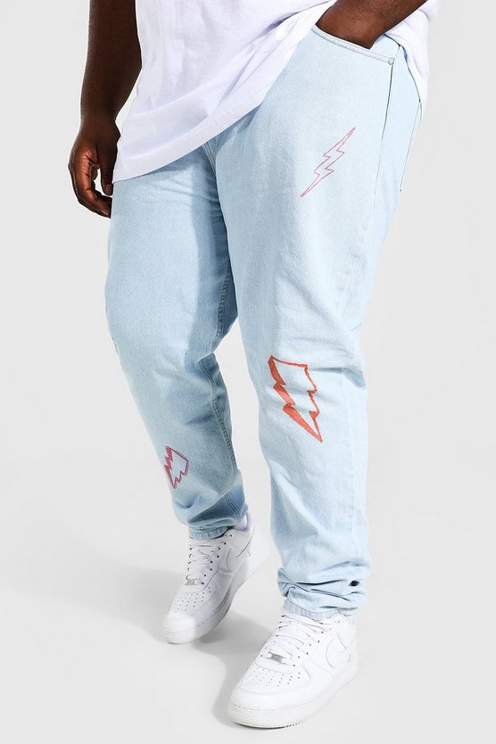 Plus Skinny Rigid Lightning Print Jean