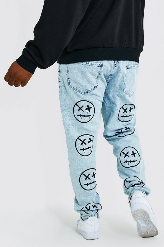 Plus Skinny Rigid Drip Face Back Print Jean