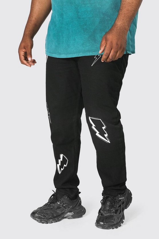 Plus Skinny Rigid Lightning Print Jean