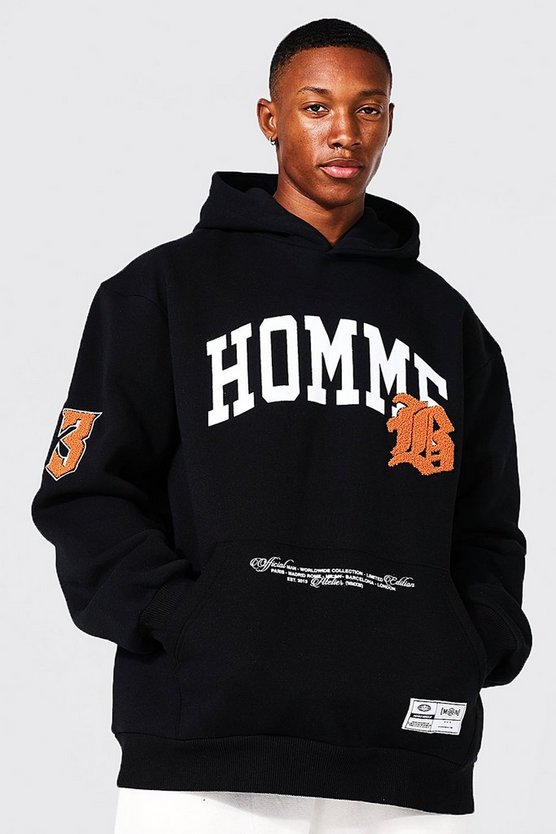 Oversized Homme Applique Varsity Hoodie 1 Oversized Homme Applique Varsity Hoodie