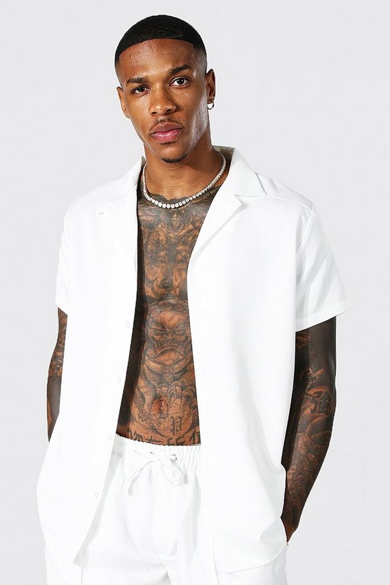 Short Sleeve Linen Revere Shirt 1 Short Sleeve Linen Revere Shirt