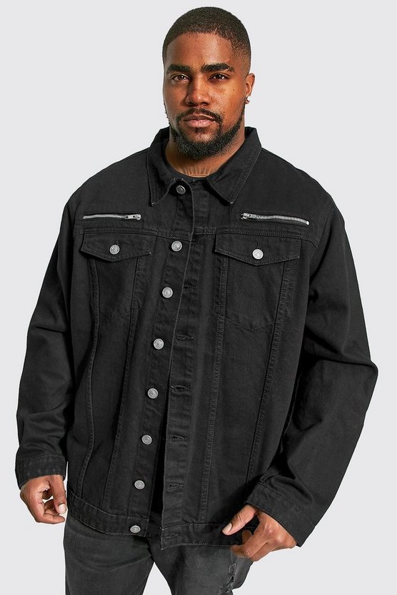 Plus Regular Fit Biker Zip Denim Jacket