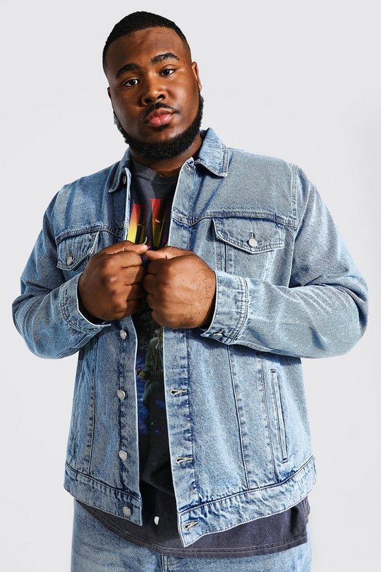 Plus Denim Jacket With Poly