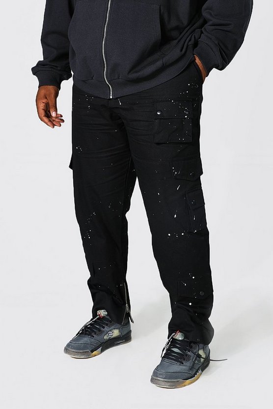 Plus Relaxed Fit Paint Splatter Cargo Trouser