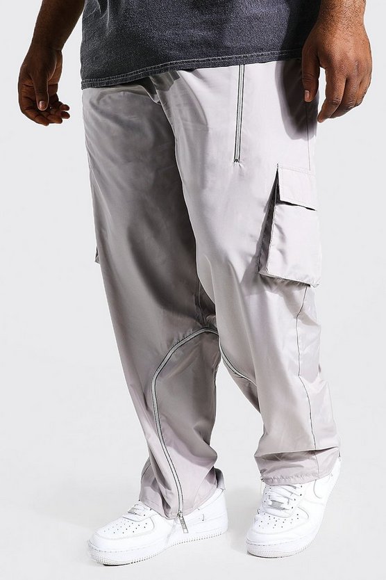 Plus Straight Leg Cargo Pants With Zips