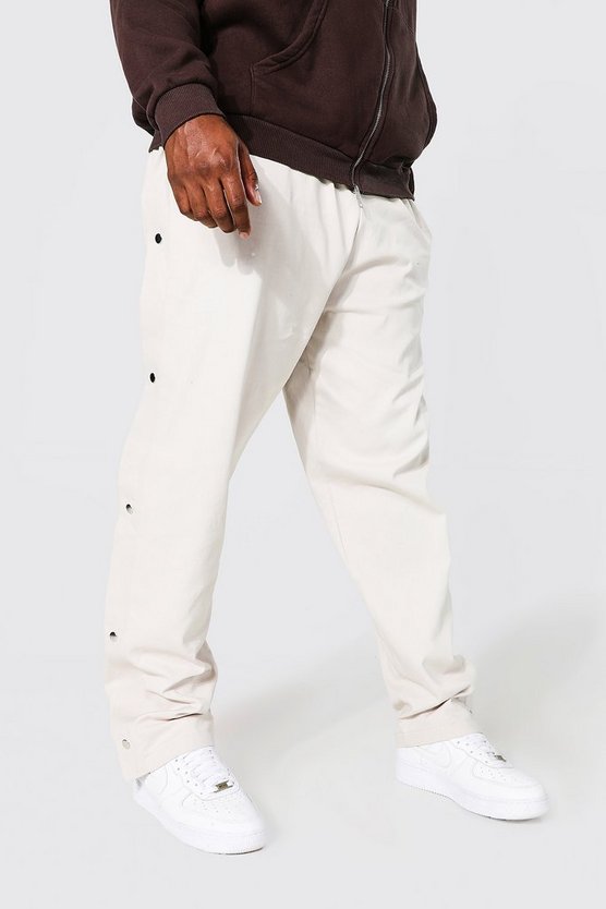 Plus Straight Leg Twill Popper Trouser