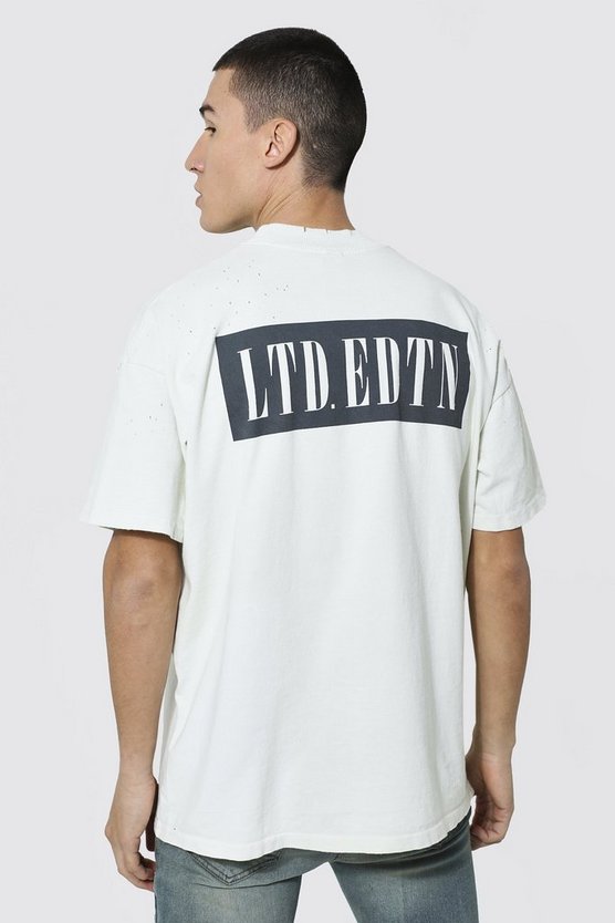 Oversized Ltd Print Tie Dye Nibbled T-shirt