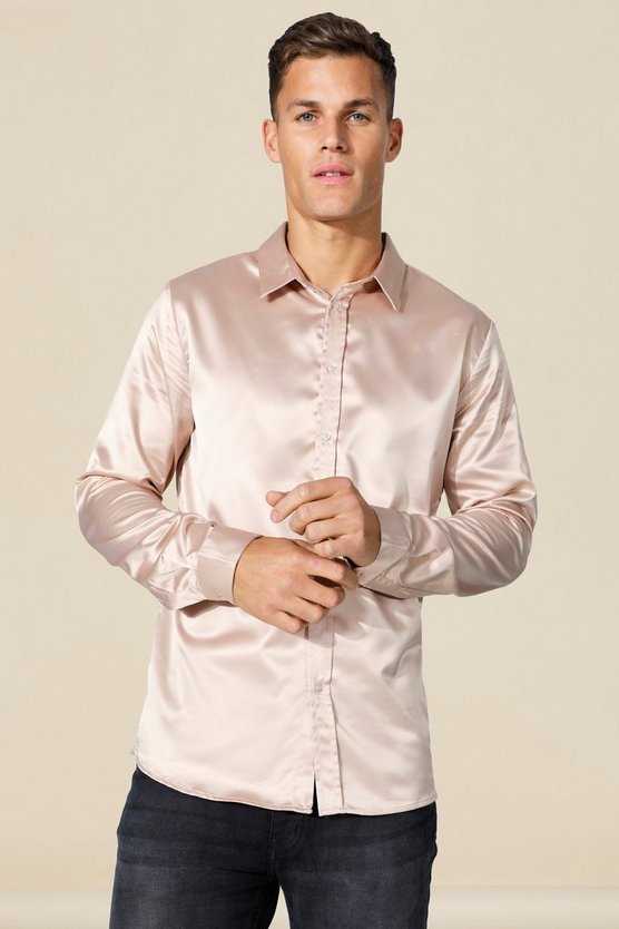 Tall Long Sleeve Satin Slim Fit Shirt 1 Tall Long Sleeve Satin Slim Fit Shirt