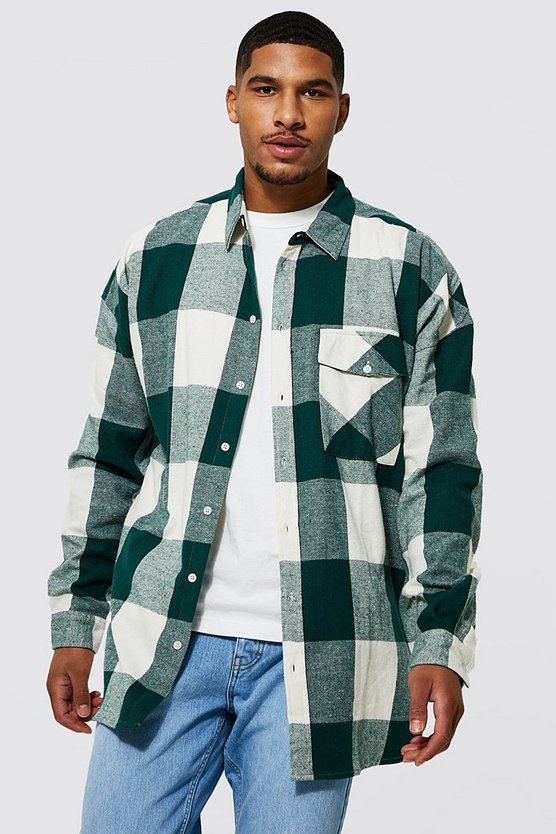 Tall Oversized Buffalo Flannel Shirt