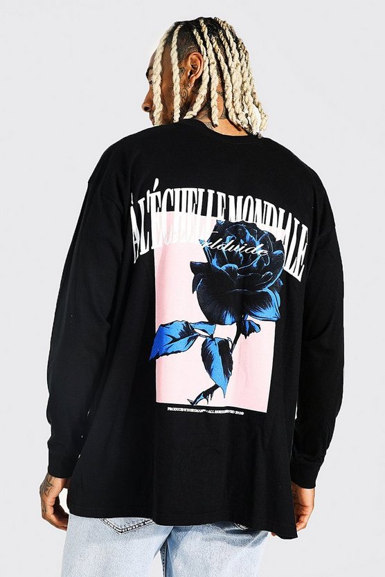 Oversized Floral Graphic Long Sleeve T-shirt 1 Oversized Floral Graphic Long Sleeve T-shirt