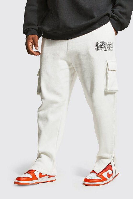 Plus Slim Fit Cargo Zip Split Hem Jogger