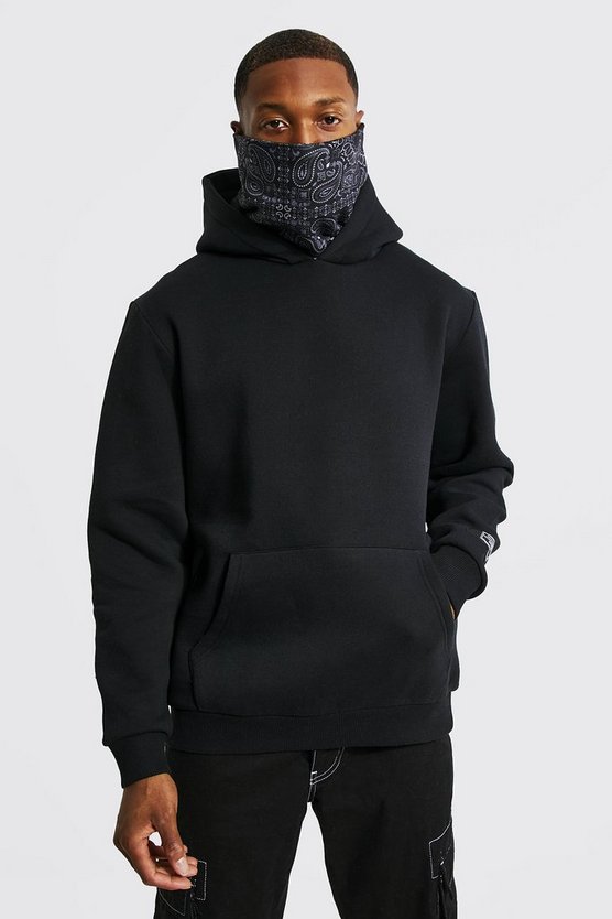 Man Bandana Print Snood Hoodie