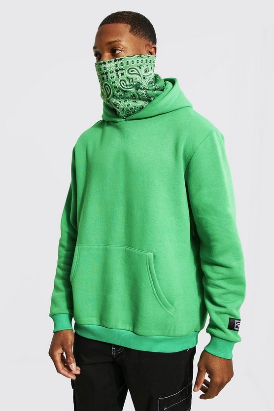 Man Bandana Print Snood Hoodie