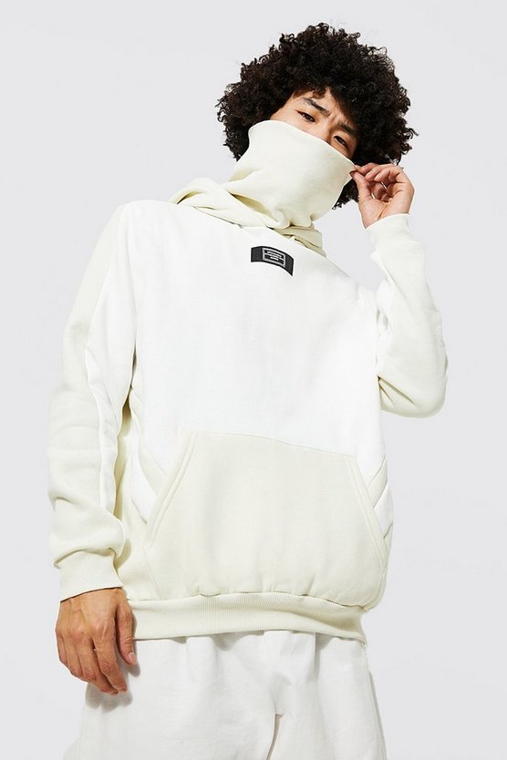 Man Colour Block Snood Hoodie