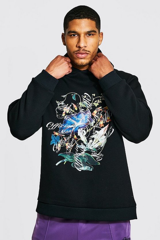 Tall Oversized Floral Spiral Print Hoodie 1 Tall Oversized Floral Spiral Print Hoodie