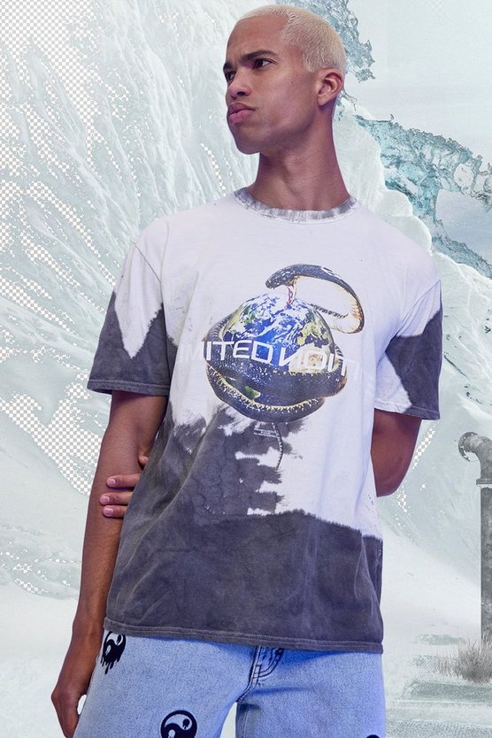 Oversized Snake Graphic Tie Dye T-shirt