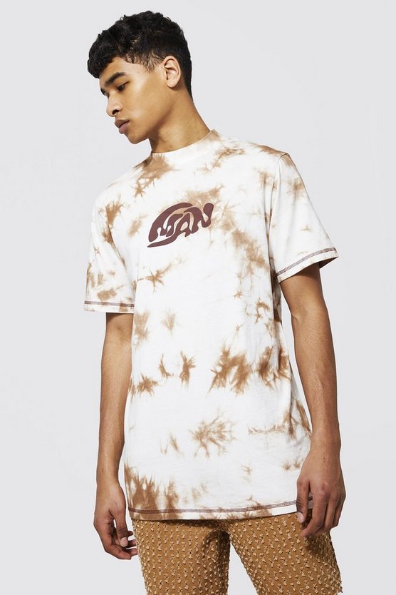 Longline Tie Dye Man Print T-shirt