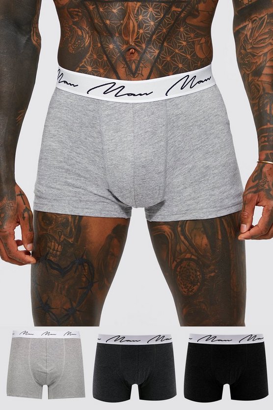 3 Pack Man Script Mixed Trunk