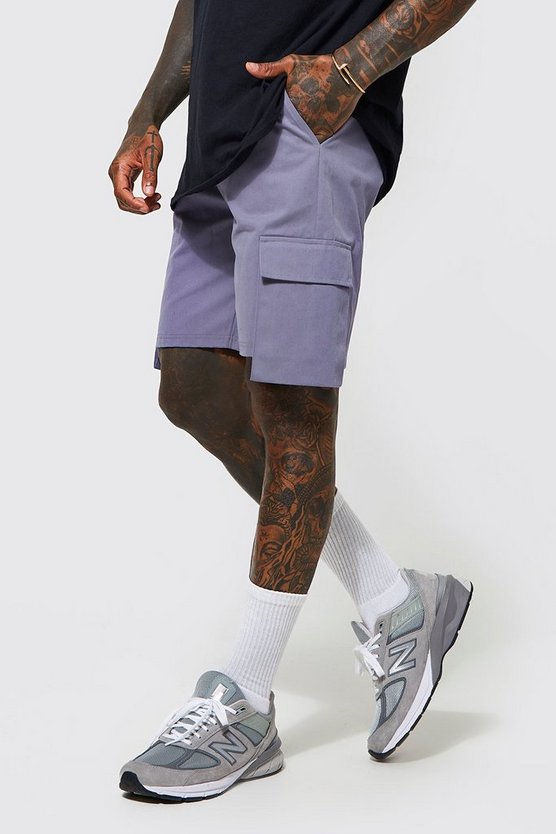 Regular Fit Cargo Shorts With Dropped Pockets 1 Regular Fit Cargo Shorts With Dropped Pockets