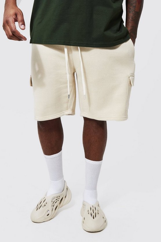 Plus Cargo Sweat Shorts With Extended Drawcords