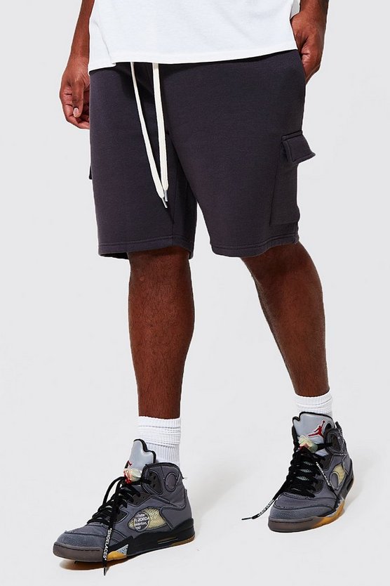 Plus Cargo Sweat Short With Extended Drawcords