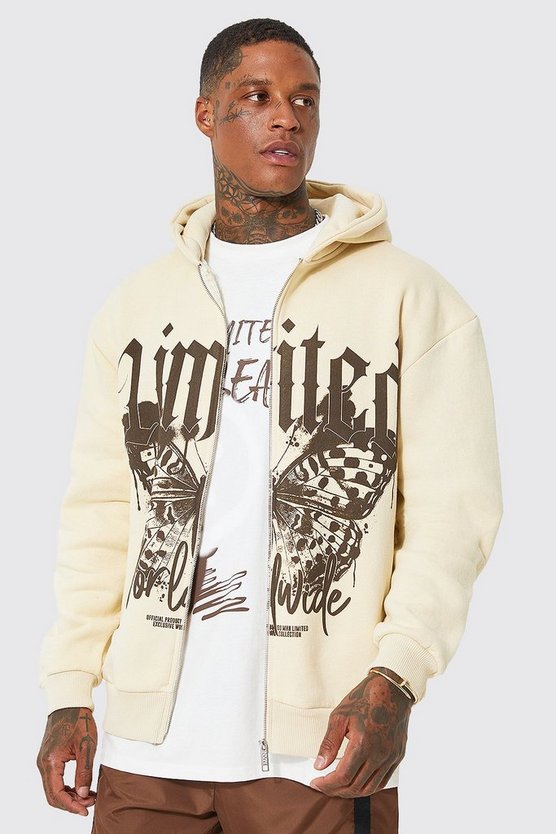 Oversized Butterfly Zip Through Hoodie 1 Oversized Butterfly Zip Through Hoodie