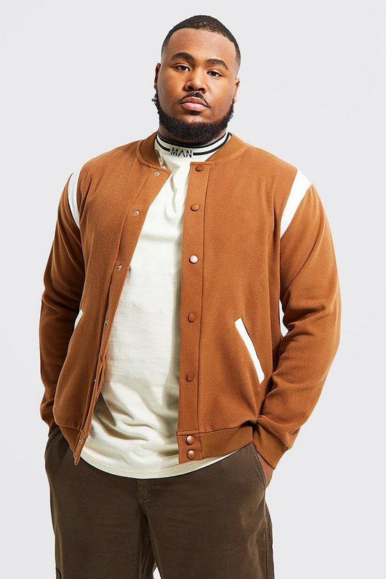 Plus Melton Panel Shoulder Bomber Jacket