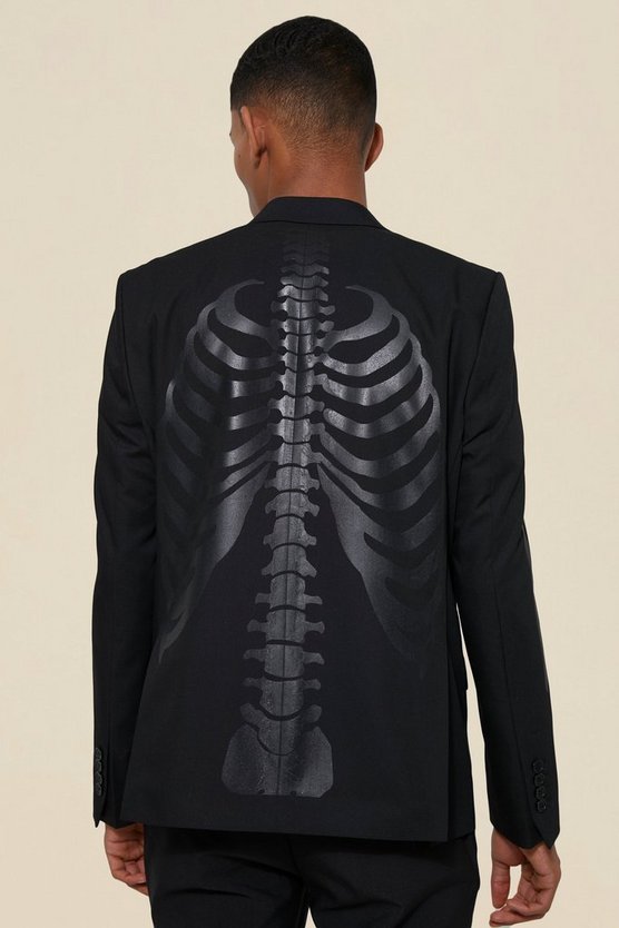 Tonal Skeleton Back Print Blazer 1 Tonal Skeleton Back Print Blazer