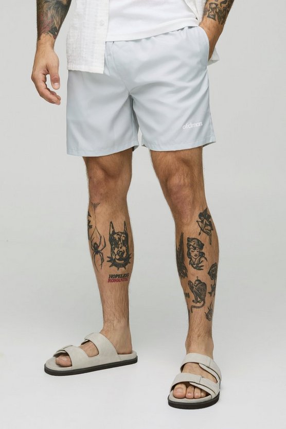 Mid Length Official Man Branded Swim Trunks