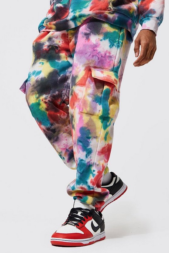 Regular Fit Tie Dye Cargo Joggers 1 Regular Fit Tie Dye Cargo Joggers