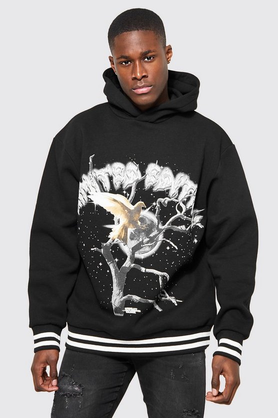 Oversized Dove Graphic Sport Rib Hoodie 1 Oversized Dove Graphic Sport Rib Hoodie