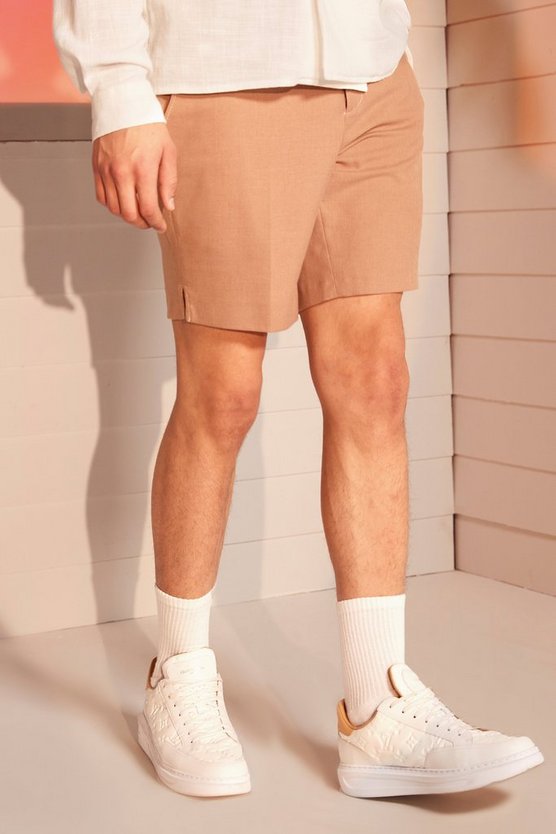 Slim Contrast Stitch Split Hem Shorts 1 Slim Contrast Stitch Split Hem Shorts