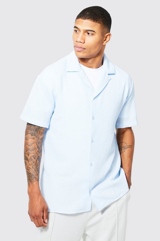 Oversized Short Sleeve Revere Crinkle Shirt 1 Oversized Short Sleeve Revere Crinkle Shirt