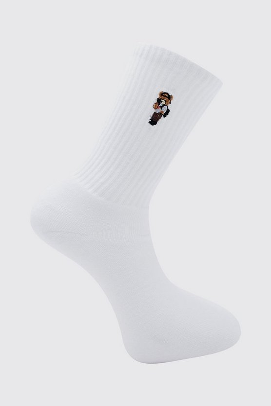 1 Pack Embroidered Teddy Selfie Sock