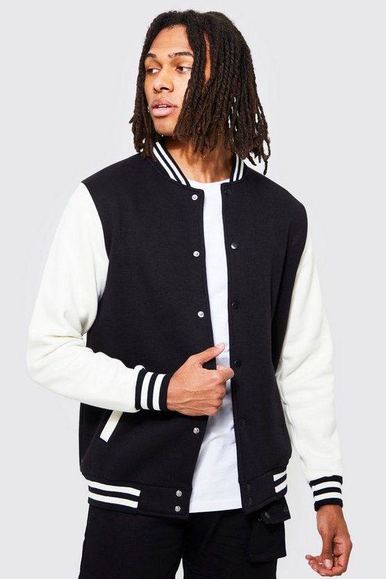 Jersey Bomber With Contrast Sleeve And Sport Rib 1 Jersey Bomber With Contrast Sleeve And Sport Rib