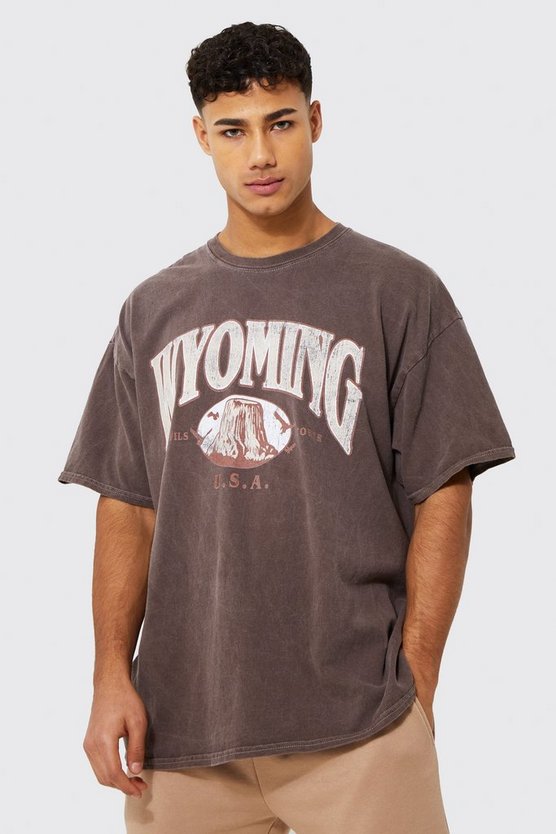 Oversized Washed Wyoming Print T-shirt 1 Oversized Washed Wyoming Print T-shirt