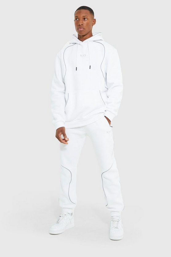 Man Hooded Tracksuit With Reflective Piping 1 Man Hooded Tracksuit With Reflective Piping