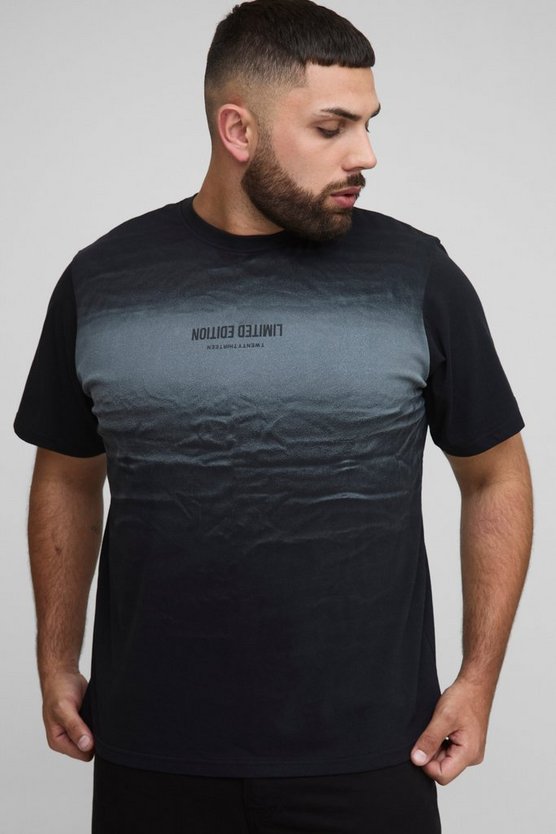 Plus Limited Edition Print Spay Wash Regular Fit T-Shirt
