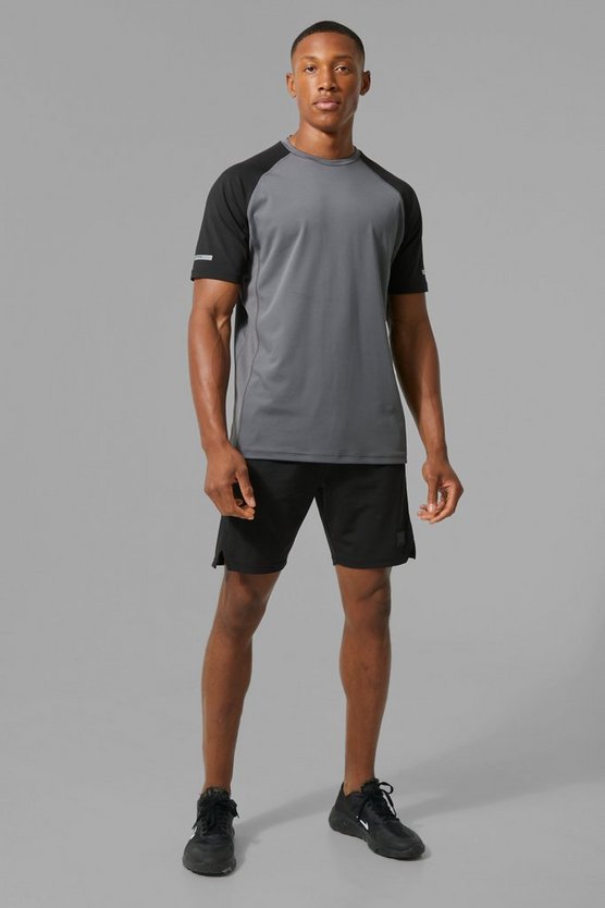 Man Active Contrast T Shirt & Short Set 1 Man Active Contrast T Shirt & Short Set