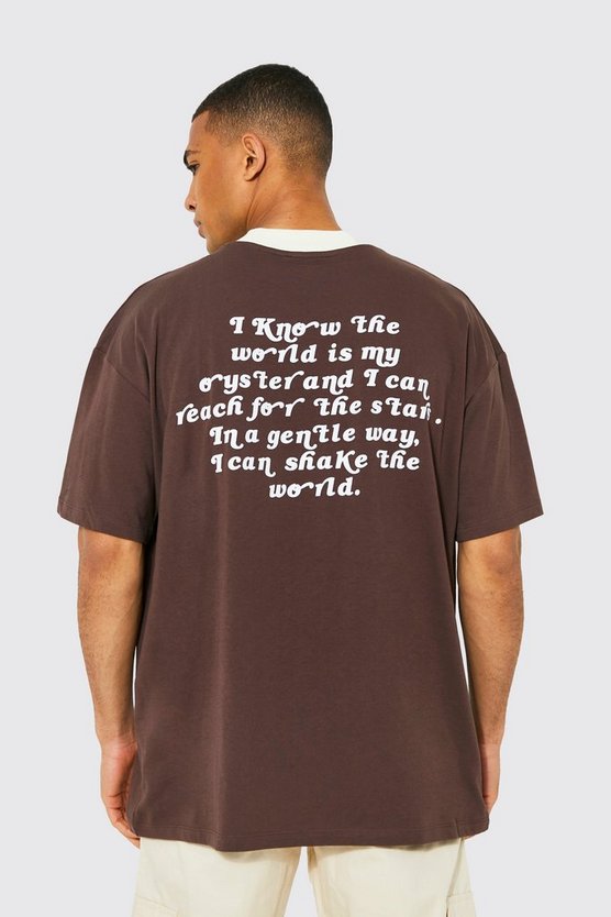Oversized Contrast Collar Text T-shirt 1 Oversized Contrast Collar Text T-shirt